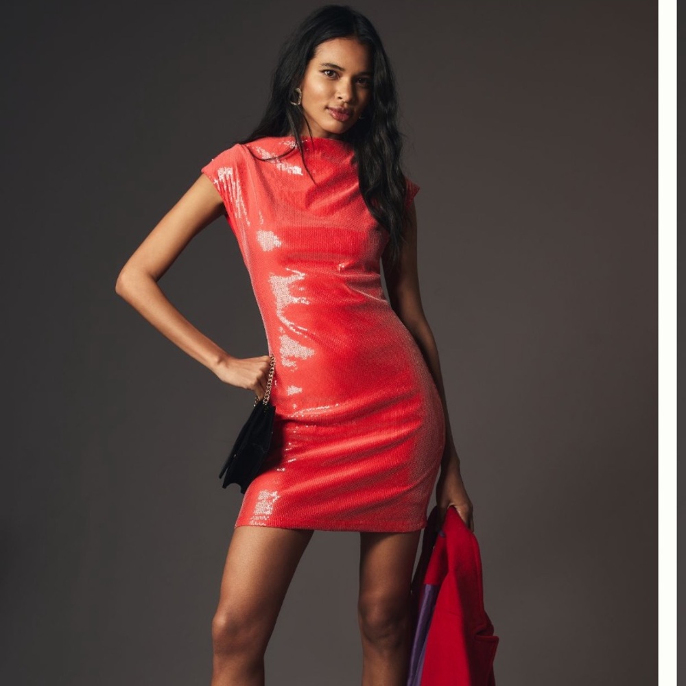 MAYA RUCHED COWL-NECK DRESS